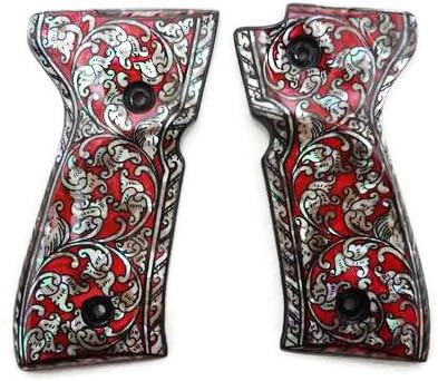 Mother of Pearl Inlay Beretta 92fs Grips Red Flower Design