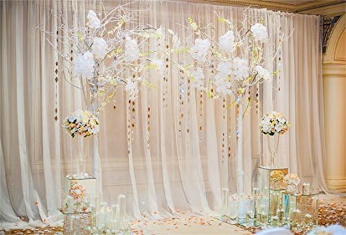 Csfoto 10x7フィート 背景幕 美しいウェディングセレモニー 装飾 写真 背景 ロマンチック 結婚式 お祝い 花嫁 フローラル ラグジュアリー 教会内 フォトスタジオ 小道具 ビニール 壁紙