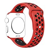Hailan Band for Apple Watch Series 1 Series 2,Soft Durable Sport Silicone Replacement Wrist Strap for iWatch,42mm,S/M,Red / Black