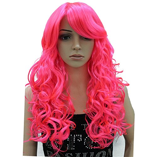 Aimole Women's Wig Party Long Curly Hair with Bang Synthetic Full Wigs