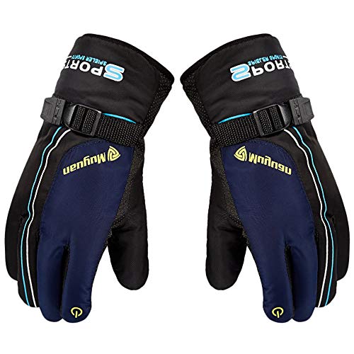 Longay Winter Waterproof Anti-Slip Outdoor Sports Warm Thermal Velvet Ski Snow Gloves (Blue) - Thumbnail 5