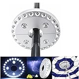 Patio Umbrella Light, KINGSO 3 Level Dimming Wireless 28 LEDs Lights At 110 lux - 4 x AA Battery Operated Adjustable, Umbrella Pole Light, for Patio Umbrellas, Outdoor Use, or Camping Tents Silver ()