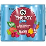V8 +Energy, Juice Drink with Green Tea, Diet Cranberry Raspberry, 8 oz. Can, 6 Count