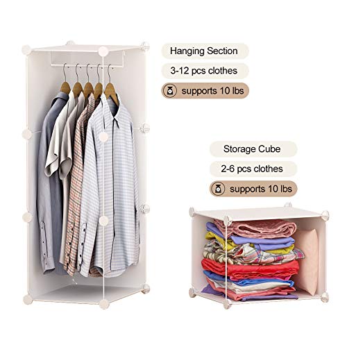 GEORGE&DANIS Portable Wardrobe Closet Plastic Dresser Bedroom Armoire DIY Cube Storage Organizer, White, 18 inches Depth, 4x5 Tiers