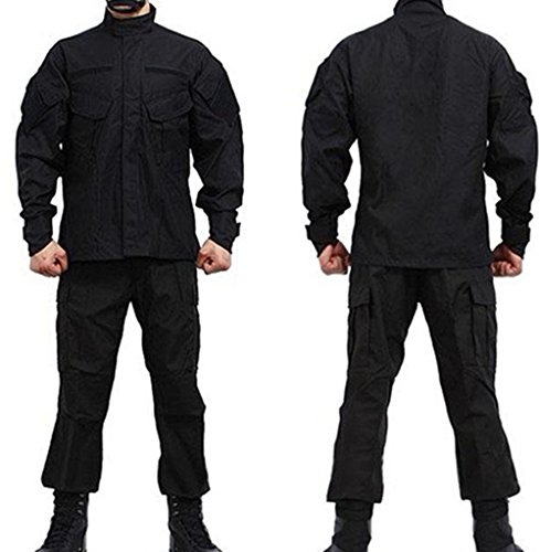 Noga Camouflage Suit Combat Bdu Uniform Military Uniform Bdu Hunting Suit Wargame Paintball Coat+pants (BLACK, XXL)