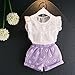 Happy Town Toddler Kids Baby Girls Outfits Clothes T-Shirt Blouse Tops and Floral Shorts Pants Suit 2PCS Set (4T, Purple)