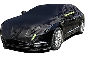 Konnfeir Half Car Cover All Weather Car Body Cover for All Season Sunshade Cover Snow Cover Waterproof 210T Polyester with Cotton (Fit Sedan)