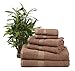 Premium Bamboo Cotton 6 Piece Towel Set (2 Bath Towels, 2 Hand Towels and 2 Washcloths) - Natural, Ultra Absorbent and Eco-Friendly (Mocha)