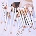 Summifit 15 Pcs Professional Makeup Brushes Set Powder Foundation Contour Blending Eyeshadow Eyeliner Bronzer Lip Brush Kit (White Rose Gold)