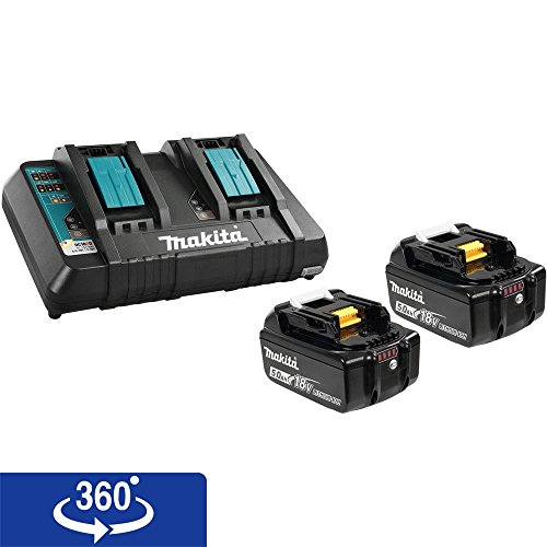 Makita BL1850B2DC2 5.0 Ah 18V LXT Lithium-Ion Battery and Dual Port Charger Starter Pack