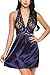 Sweetnight Sexy Halter Nightgown Satin Chemise Lace Babydoll Lingerie Sleepwear for Women
