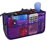 JET-BOND Multi-Pocket Handbag Organizer Liner Pouch Medium Size with Handles (Purple)