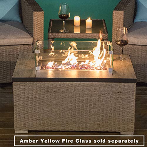 COSIEST Outdoor Propane Fire Pit 32inch x 20inch Rectangle Brownish