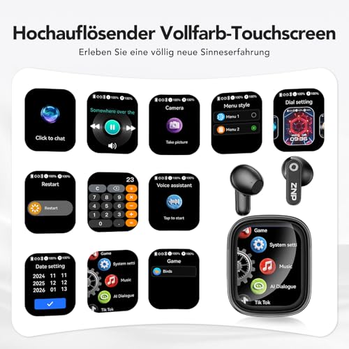 N02 Übersetzer Kopfhörer mit KI Chatbot, 4-1 HiFi-Klang Übersetzungskopfhörer mit 165 Sprachen & 9 Modi, 48h Akku Touchscreen Sprachübersetzer, Bluetooth 6.0 für Reisen, Wirtschaft und Sprachenlernen