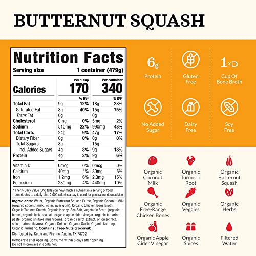 Kettle and Fire Butternut Squash Chicken Bone Broth, Paleo Diet, Gluten