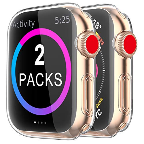 [2 Pack] BRG Case for Apple Watch Screen Protector 40mm 44mm 38mm 42mm,iWatch Series 5 4 3 Soft TPU HD Clear Ultra-Thin Overall Protective Cover Case