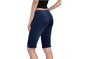 Hybrid & Company Womens Ultra Comfy Butt Lift Stretch Bermuda City Shorts with Pockets