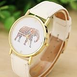 Tenworld Women Lady Girl Gift Analog Quartz Faux Leather Wrist Watch (Elephant)