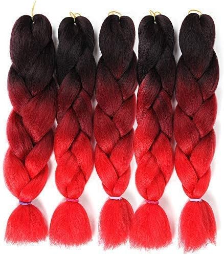 5pcs Synthetic Hair Jumbo Braid Crochet Hair Extensions Ombre Braiding Hair 24inches 100g/Pack