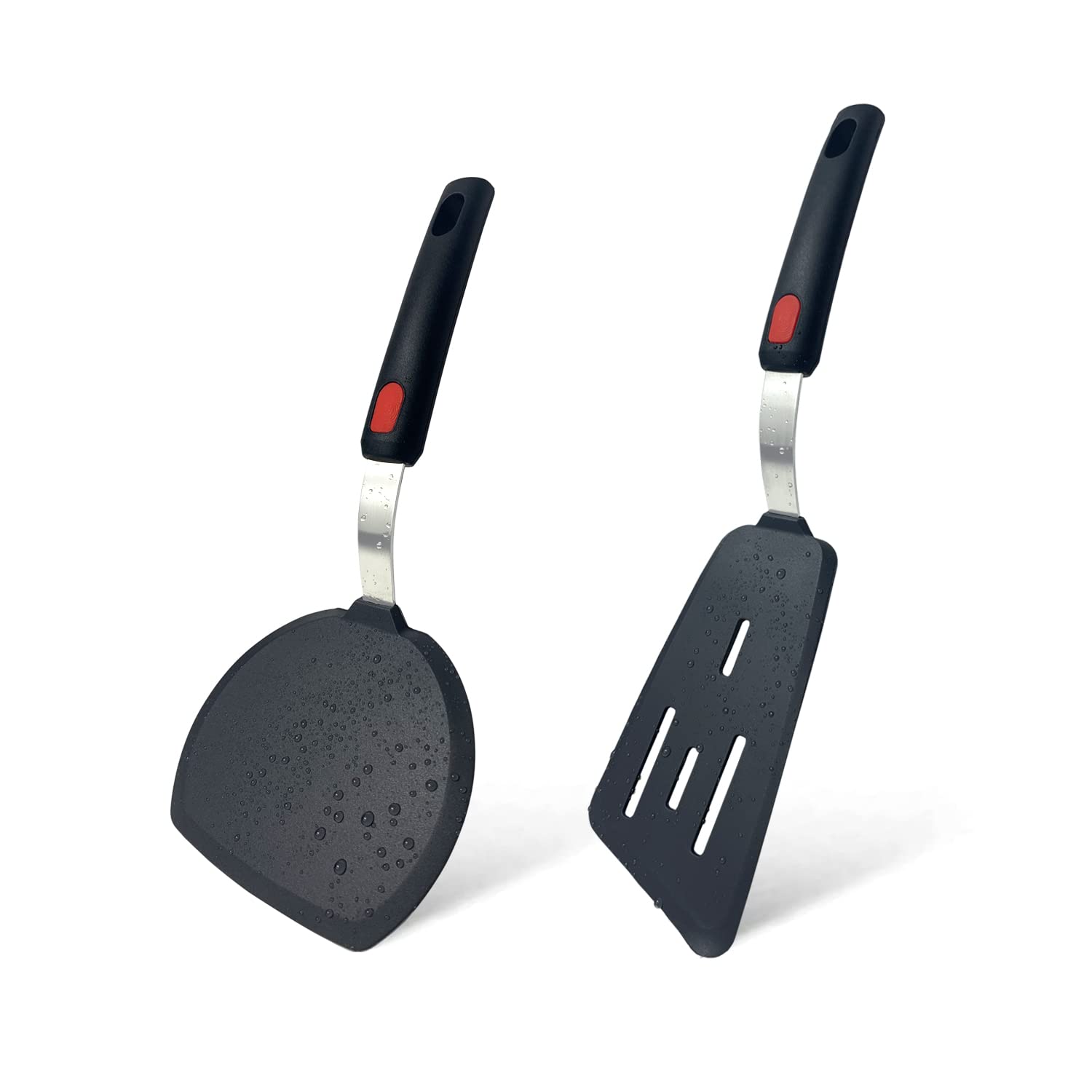 Flexible Silicone Spatula 2 Pack, Silicone Classic Slotted Spatula and Wide Pancake Turner-600°F Heat Resistant Kitchen Turner Utensils for Flipping Eggs, Pancake, Burgers, Crepes and More Cooking