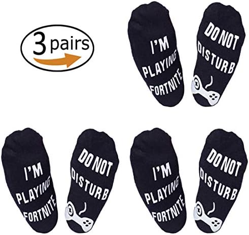 Hirsrian Funny Ankle Socks, 3 Pair Sneaker Sport Anklle Socks Do Not Disturb, I'm Playing Fortnite Women and Men