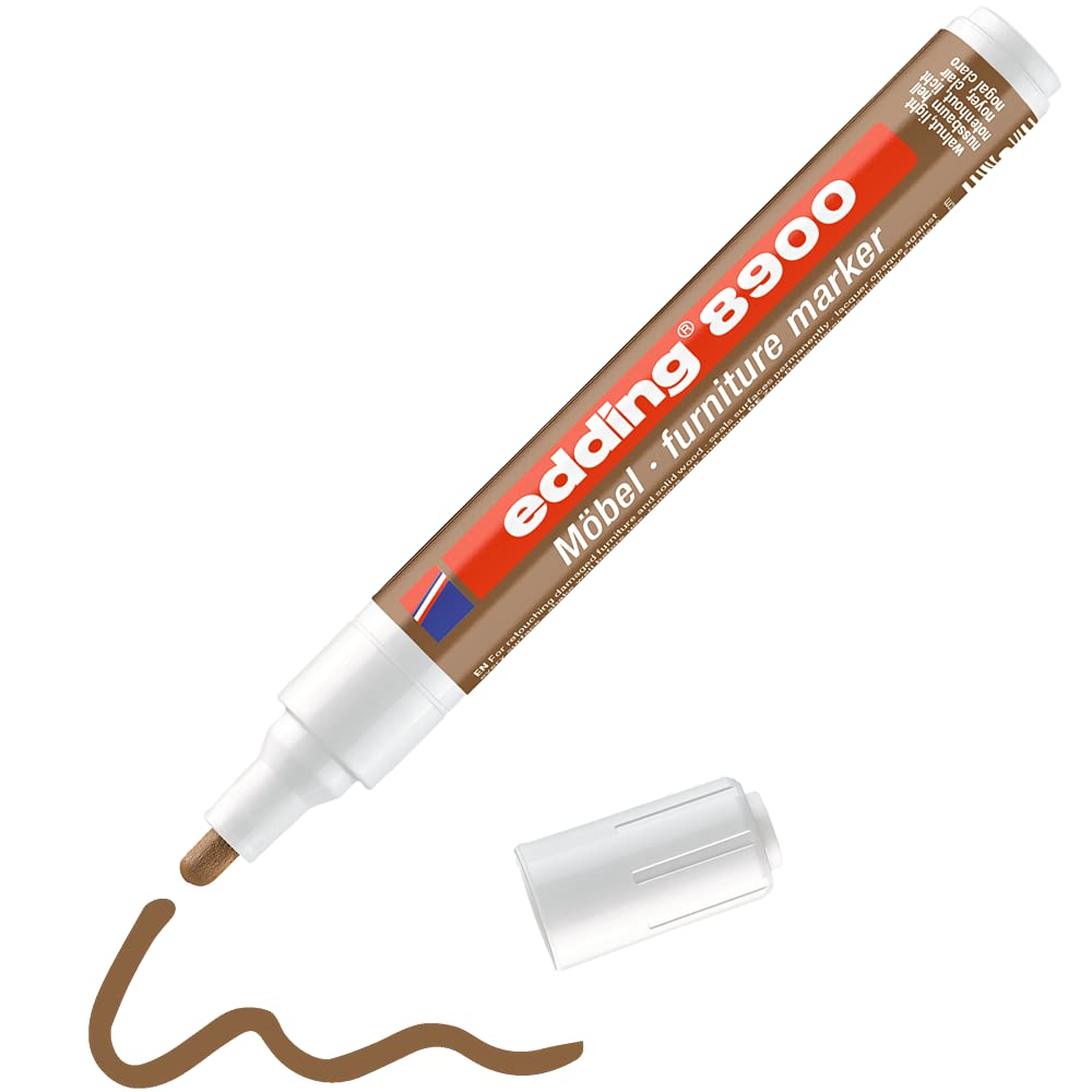 edding 8900 furniture marker - walnut light - round nib 1.5-2 mm - for covering up scratches and damages on veneers, solid wood, wood, tables, desks — image 1