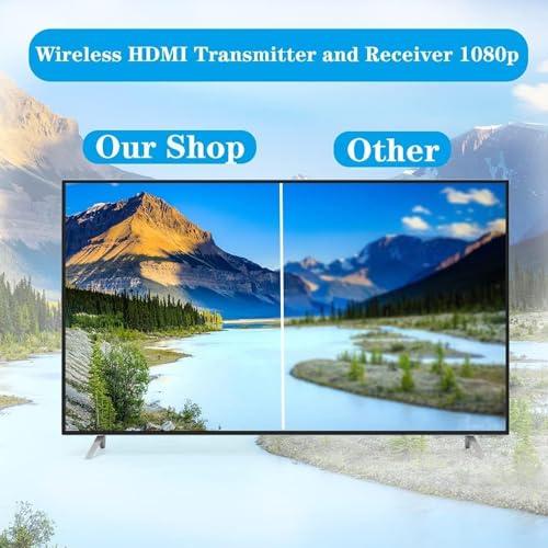 Wireless HDMI Transmitter and Receiver, Plug & Play, Wireless HDMI Extender Kit, HDMI Adapter Dongle Support 2.4/5GHz, for Ultra HD Streaming Video/Audio from Laptop,PC to HDTV/Projector
