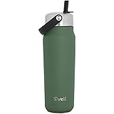 S'well Recycled Stainless Steel Explorer with Flip Straw Lid, 24oz, Green Jasper, Triple Layered Vacuum Insulated Containers Keeps Drinks Cold for 36 Hours and Hot for 8