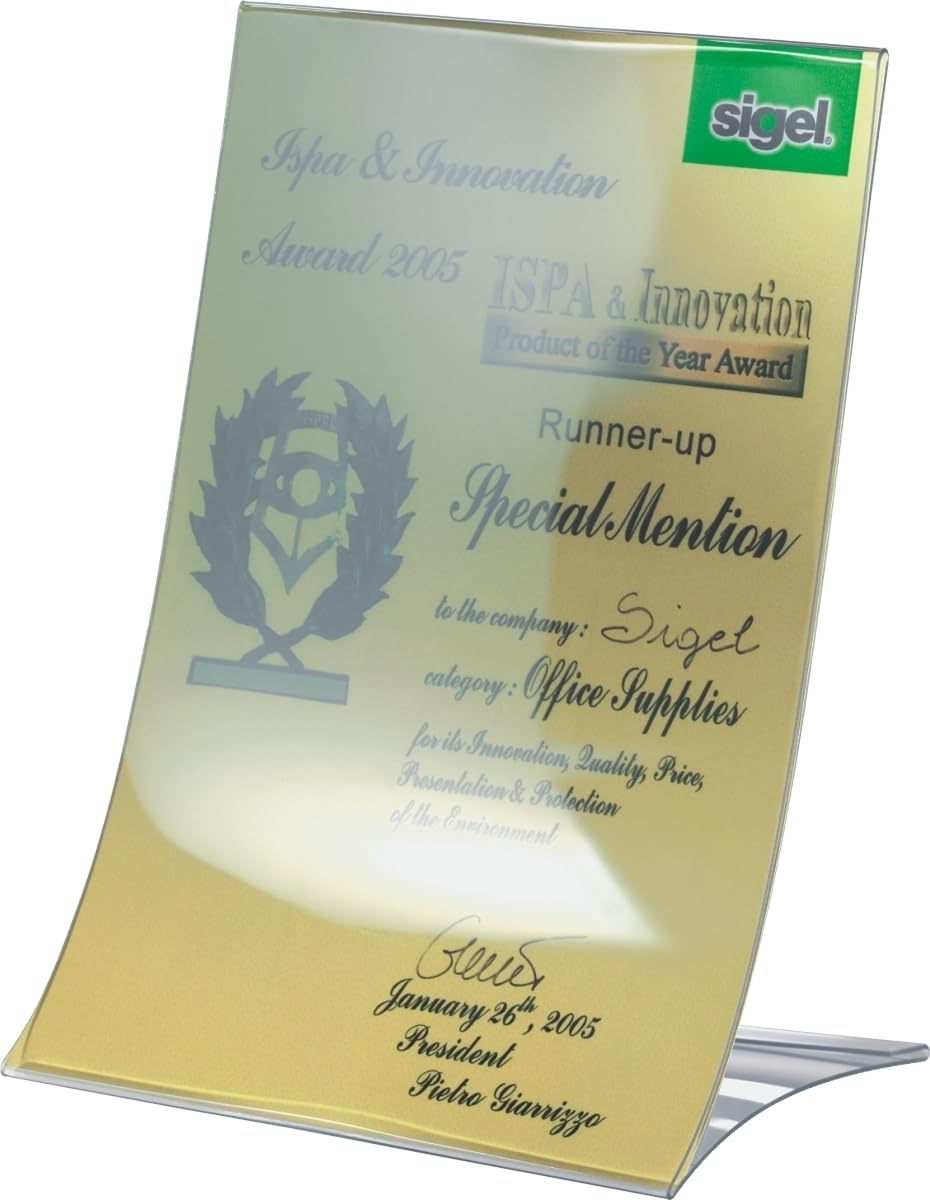 Sigel TA161 Inclined Table Top Display Stands, Foldable, Durable, 21 x 15 x 9,5 cm, Transparent, 2-Piece