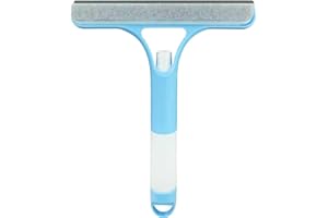GENERIC 3 in 1 Window Cleaning Scraper,All-Purpose Spray Window Squeegee Cleaner Tool,for Glass Doors for Windows Glass, Mirrors Scraper, Brush (Blue)