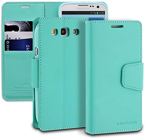 Galaxy S3 Case, ModeBlu [Classic Diary Series] [Mint] Wallet Case ID Credit Card Cash Slots Premium Synthetic Leather [Stand View] for Samsung Galaxy S3