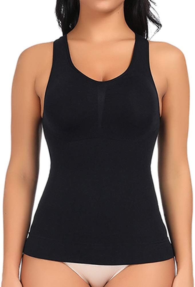 Womens Basic Camisole Tank Top Cami with Built in Shelf Bra Removable