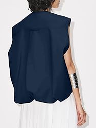 Tankaneo Womens Casual Zip Up Vest Cargo Oversized