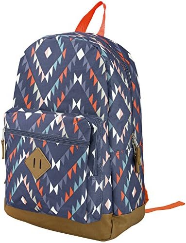 17.5-Inch Blue Canvas Navajo-Print School Backpack, Childrens Student Book Bag
