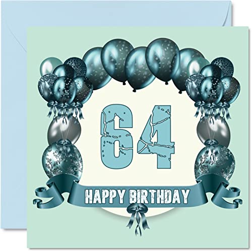 Fun 64th Birthday Cards for Men, Birthday Balloons