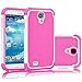 Tekcoo for Galaxy S4 Case, [Tmajor Series] [White/Pink] Shock Absorbing Hybrid Rubber Plastic Impact Defender Rugged Slim Hard Case Cover Shell for Samsung Galaxy S4 S IV I9500 GS4 All Carriers