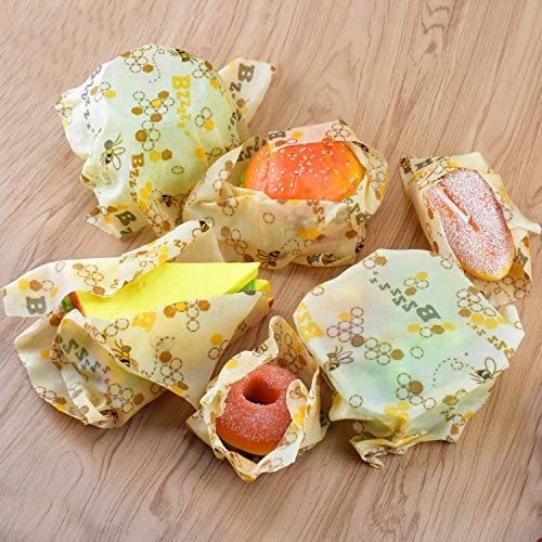 Alcoon Beeswax Food Wraps 1 Meter Roll 13 x 39 Inch Reusable Beeswax Wraps Eco-Friendly Sustainable Food Storage Wraps for Sandwich, Cheese, Fruit, Bread, Snacks (Bee Pattern) - Thumbnail 5