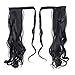SWACC Women Long Straight/Curly Wavy Wrap Around Ponytail Extension Synthetic Hair Piece Clip in Hair extensions (Curly Wavy, 1B#-Off Black)thumb 3