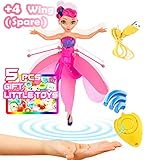 Magically Flying Fairy Doll - Best Gift for 6 Year Old Girl Kids Toy - Infrared Induction and Remote Control Toys - Birthday Present for 3-4-5-7-8-9 Ages Children(Random Little Gift - 4 Spare Wings)