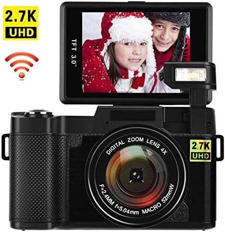 Digital Camera with WiFi 24.0 MP Vlogging Camera 2.7K Ultra HD 3.0 Inch Camera with Flip Screen Retractable Flashlight (D1)