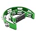 Flexzion Half Moon Musical Tambourine (Green) Double Row Metal Jingles Hand Held Percussion Drum for Gift KTV Party Kids Toy with Ergonomic Handle Grip