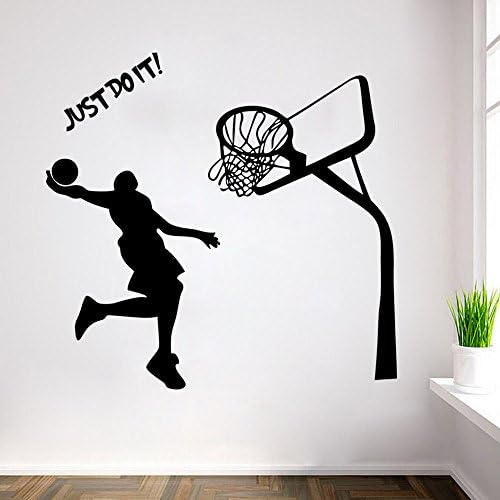 ZQ Personality Creative Physical education Slam Dunk Decoration Wall stickers Can Remove Waterproof Stickers (Black)
