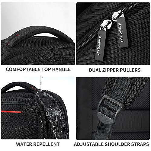 ASPENSPORT Slim Laptop Backpack Fit 15.6 inch Business Travel Computer Bag with Luggage Strap Water Repellent Daypack for Men Navy