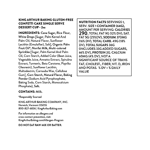 King Arthur, GlutenFree Single Serve Confetti Cake Mix, GlutenFree, NonGMO Project Verified