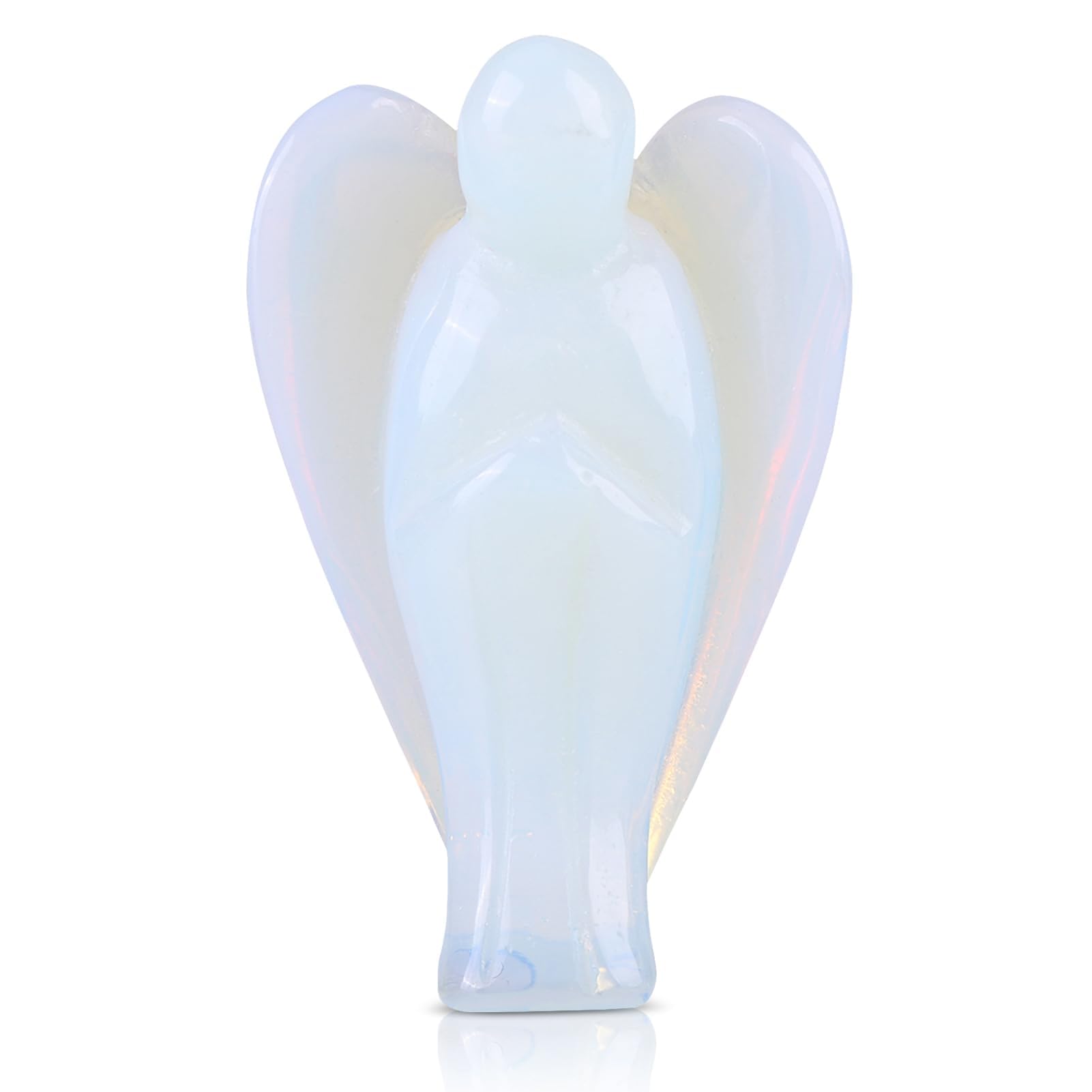 Crystal Pocket Guardian Angel,Carved Angel Shape Crystal Stone Ornaments,Opal Healing Stone Figurine Carved Mini Figurine Statue Ornament Gift for Reiki Healing,1.5 x 0.98 x 0.59inch
