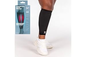 NUFABRX Shin and Calf Compression Sleeve for Pain Relief, Medicine-Infused Shin and Calf Sleeve, Compression Sleeves for Women and Men with Shin Splints, Tendonitis and Calf Cramps