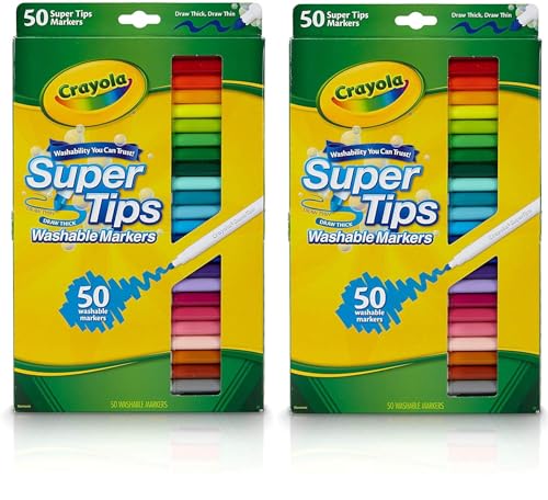 Crayola Super Tips Markers, Washable Markers, Gift, 50 Count-2 Pack