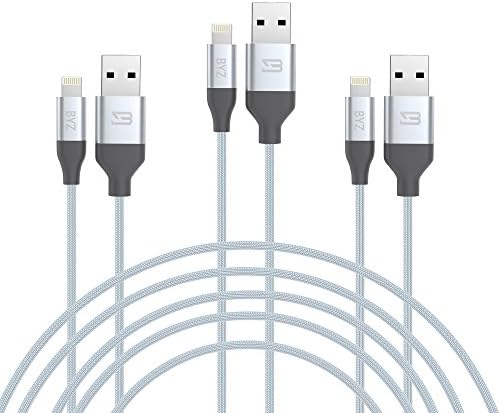 OUCOMI iPhone Charger 3Pack 1.2M Nylon Braided Charging Cables USB Charger Grey