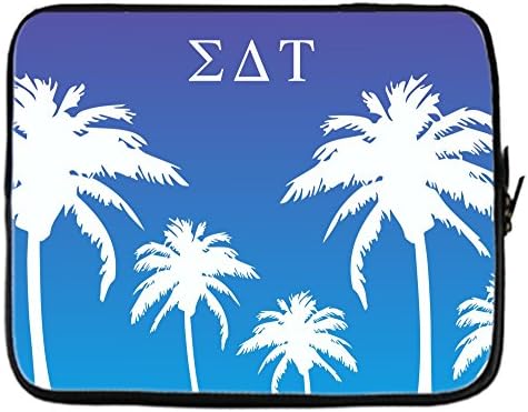 Sigma Delta Tau (SDT) Palm Trees Blue Purple Neoprene Sleeve Case for 15 inch Laptop Skin Cover for Acer/Apple/Asus/Lenovo/HP/Samsung & More