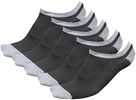 Invisible Socks Mens- Loafer Socks Cotton No Show Mens Footies Socks 5 Pairs (Dark and light grey) us shoe size 6-12